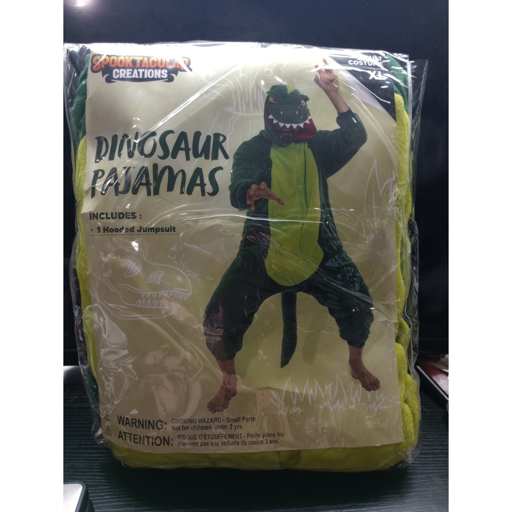 Spooktacular Creations Dinosaur Pajamas Costume Adult XL Green Hooded...